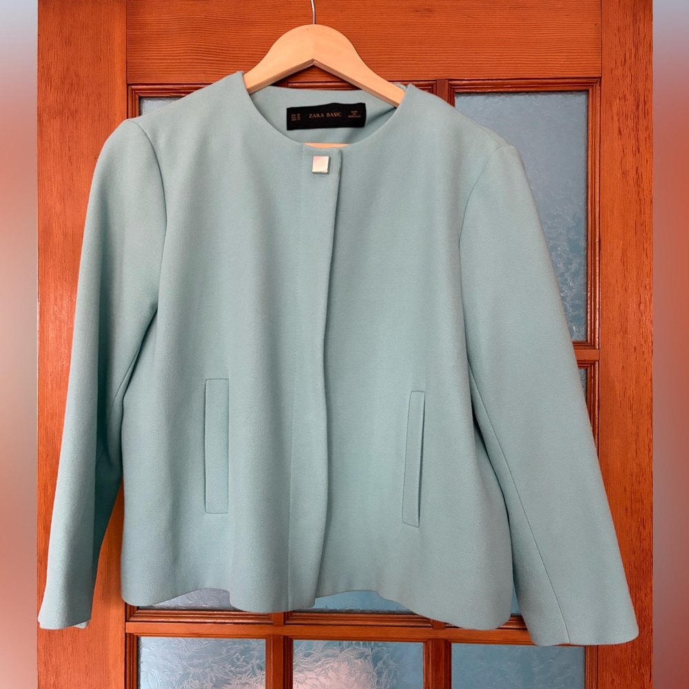 Zara Cropped Baby Blue Jacket